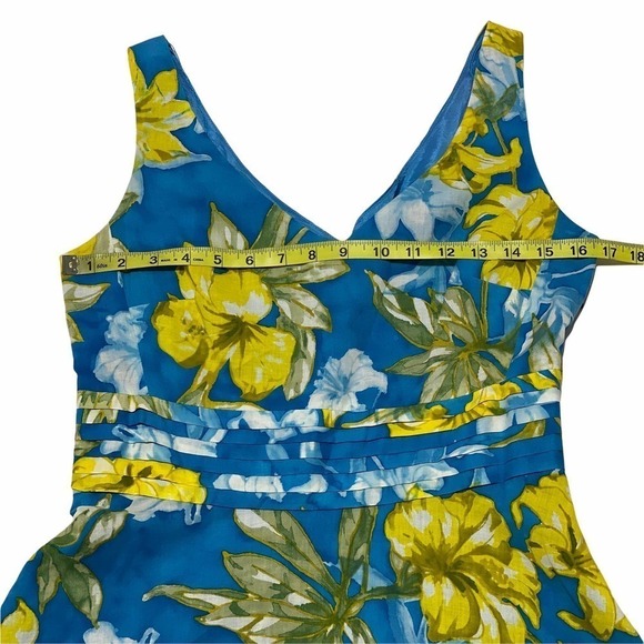 CYNTHIA Howie Blue Green Floral Sleeveless Dress - Picture 7 of 11